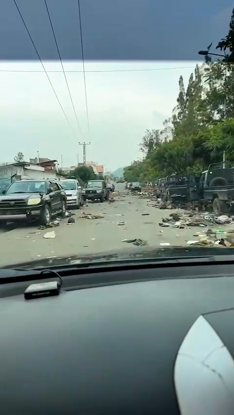 La strada disastrata a Goma