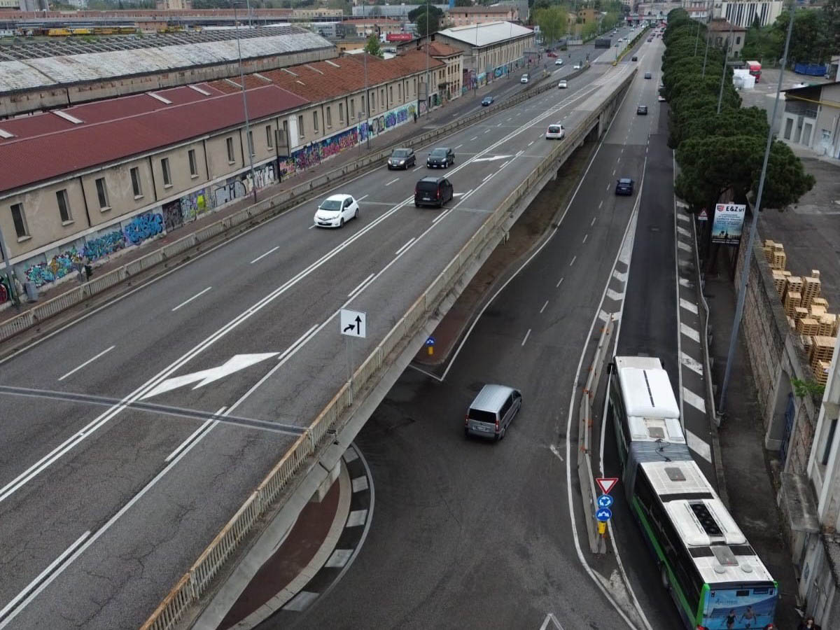 Il cavalcavia di viale Piave a Verona, visto dall'alto