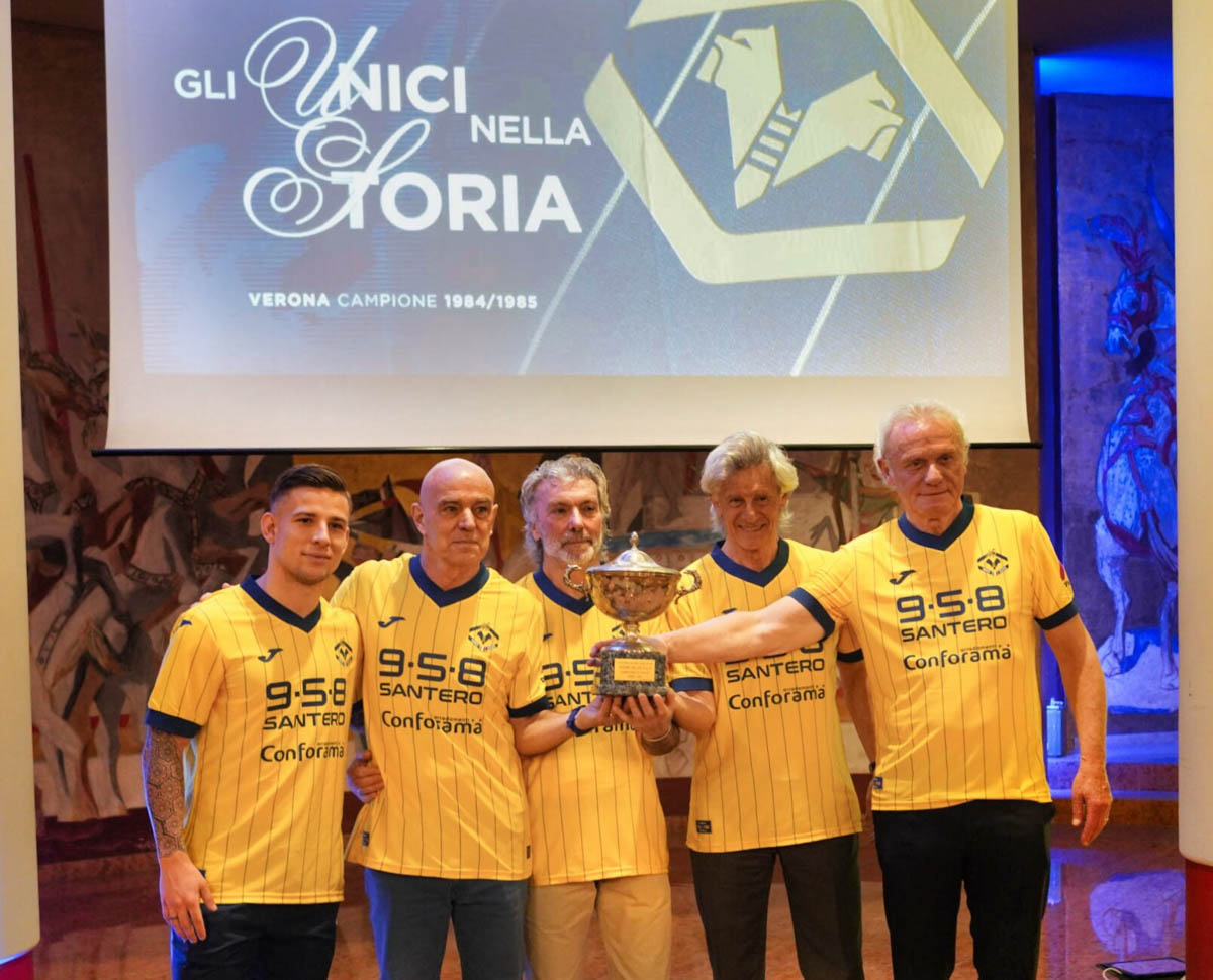 I protagonisti dello scudetto alla presentazione delle celebrazioni dell'Hellas Verona