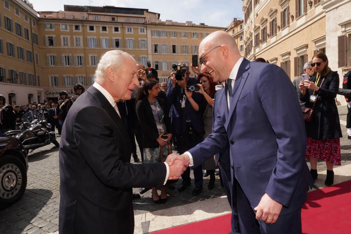 Re Carlo III a Roma Camera dei Deputati con il presidente Lorenzo Fontana