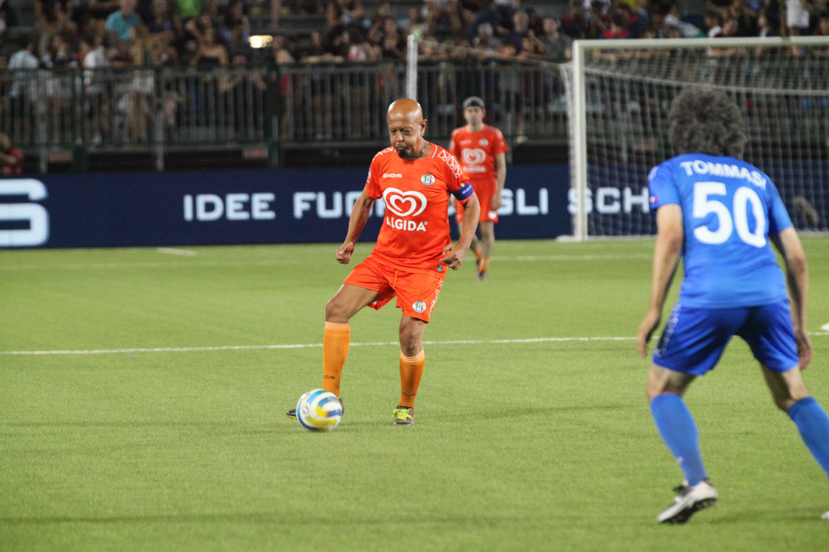 Enrico Ruggeri, presidente nazionale Cantanti, con Damiano Tommasi Veneto Cup