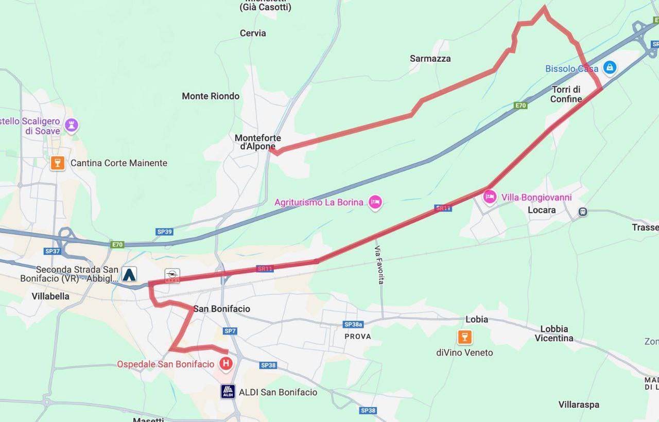 Giro d'Italia 2025 Soave-San Bonifacio - percorsi alternativi