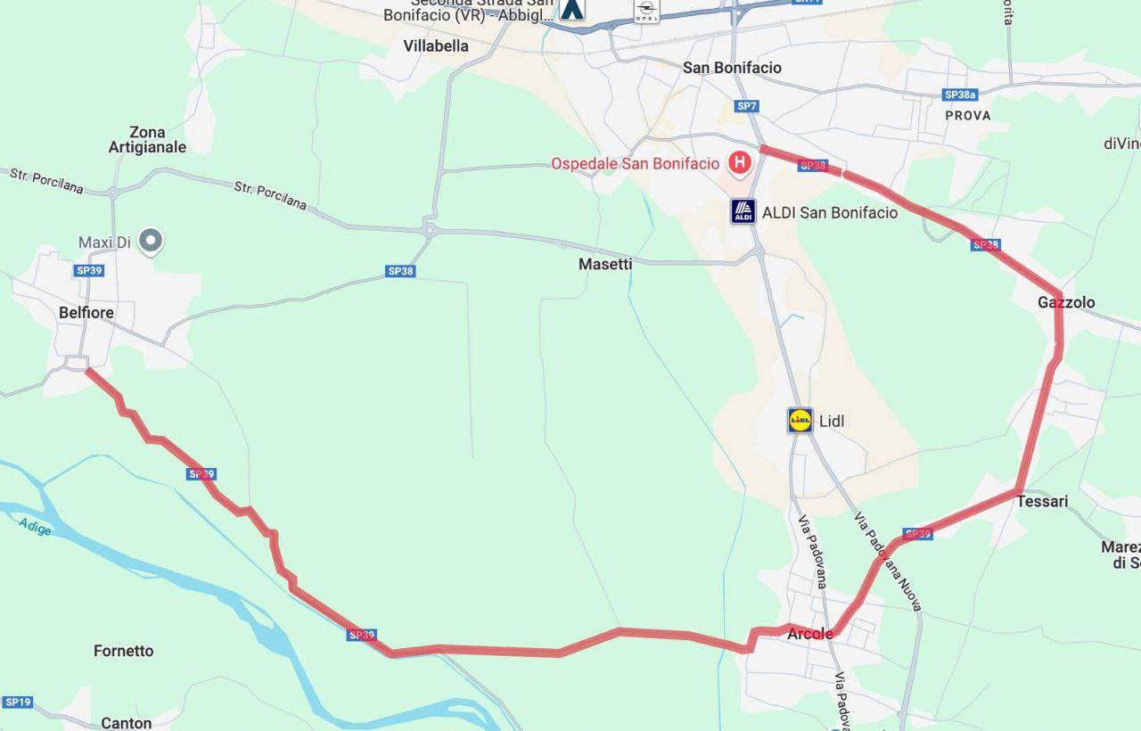 Giro d'Italia 2025 Soave-San Bonifacio - percorsi alternativi