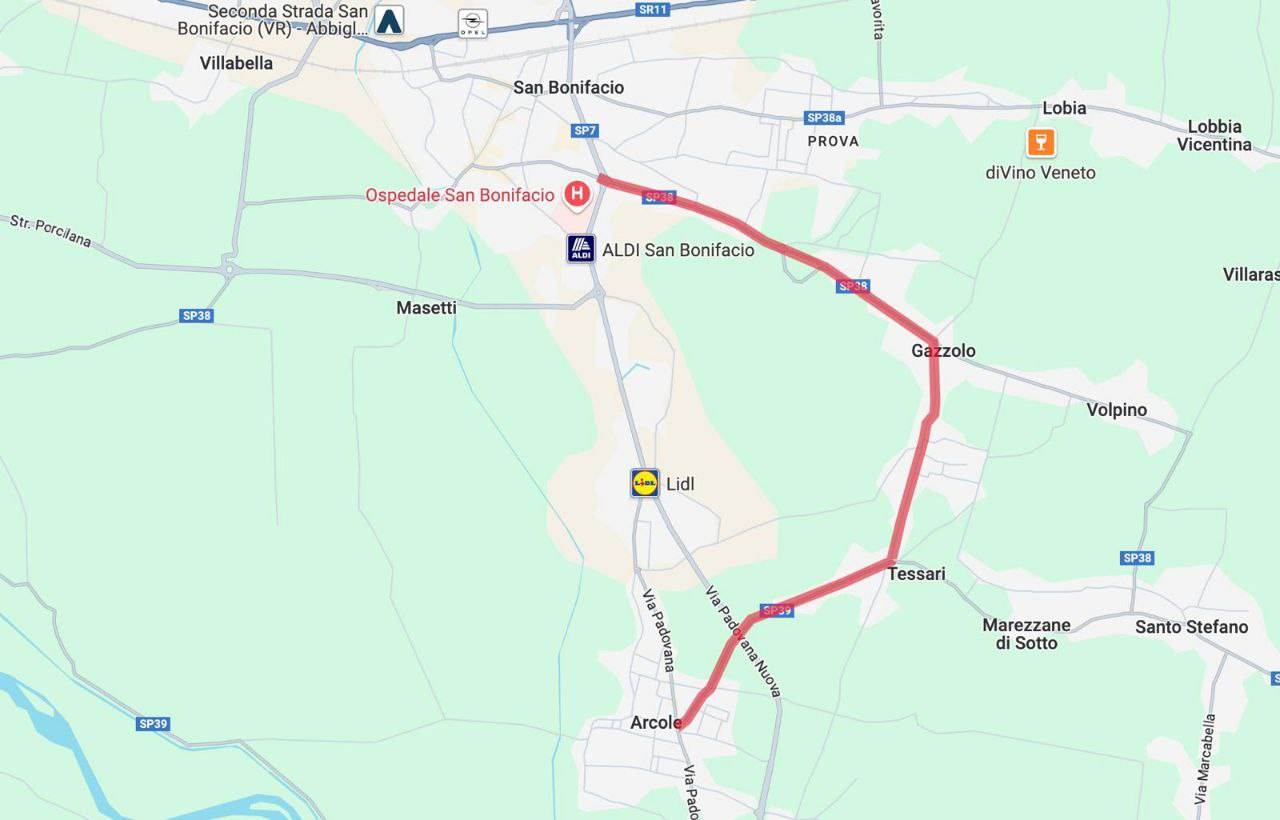 Giro d'Italia 2025 Soave-San Bonifacio - percorsi alternativi