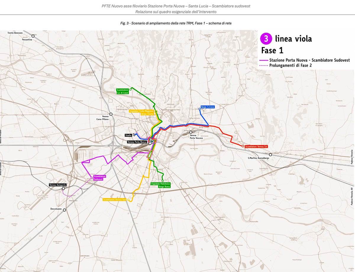 Linea viola - proposta prolungamento filovia
