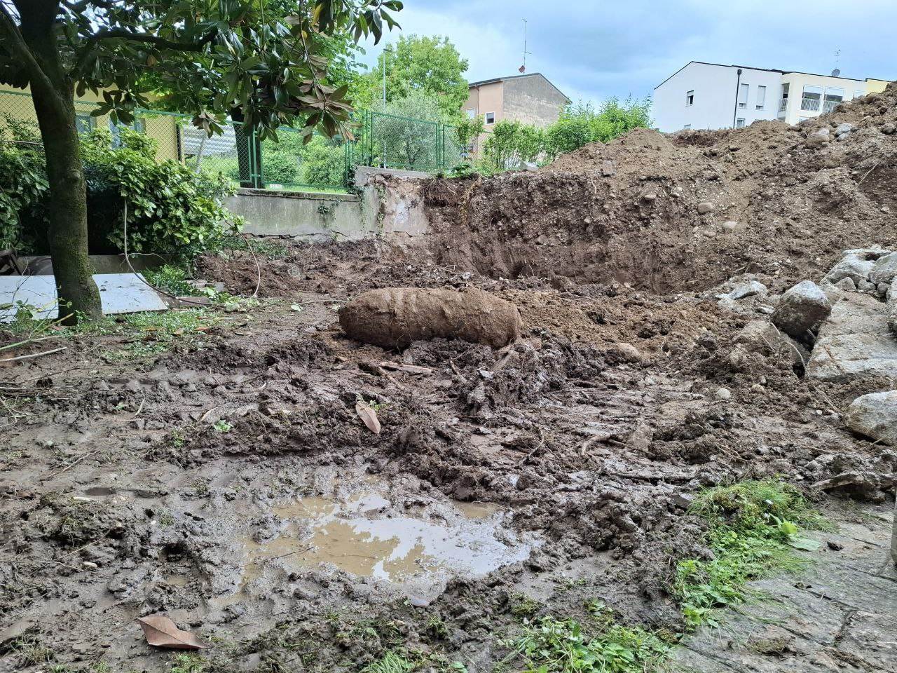 La bomba rinvenuta a Parona (10 maggio 2025)