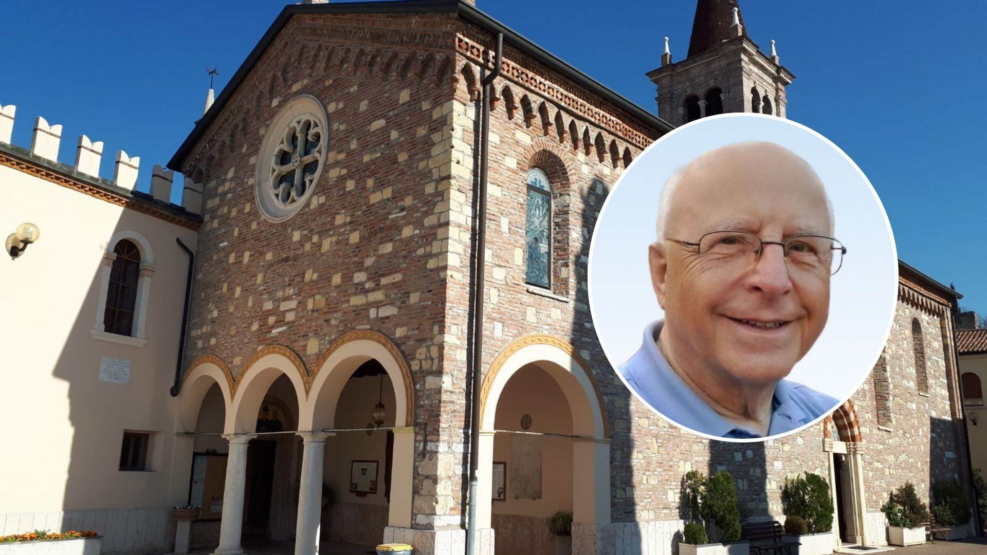 Don Gaetano Gecchele con San Zeno in Monte