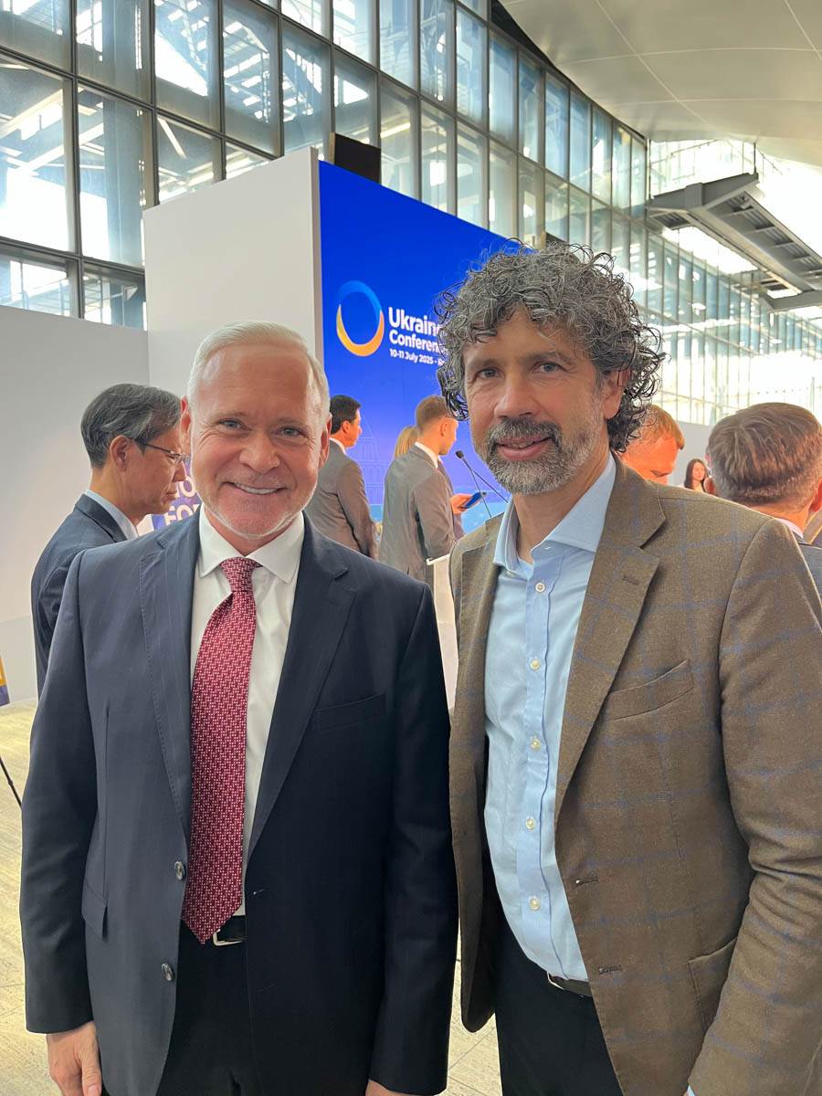 Il sindaco Damiano Tommasi con il sindaco di Kharkiv, Ihor Terekhov