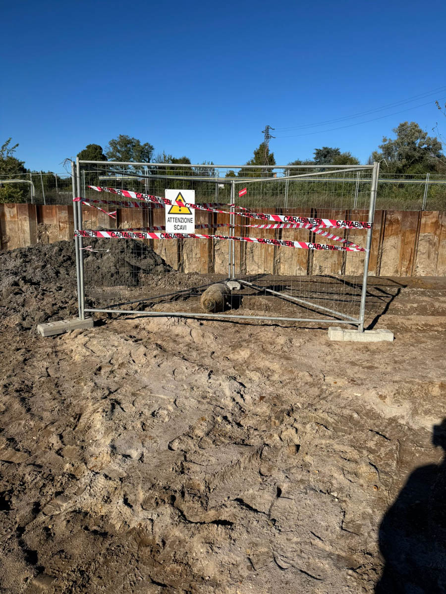 Bomba della seconda guerra mondiale ritrovata a Legnago nel cantiere della Edison