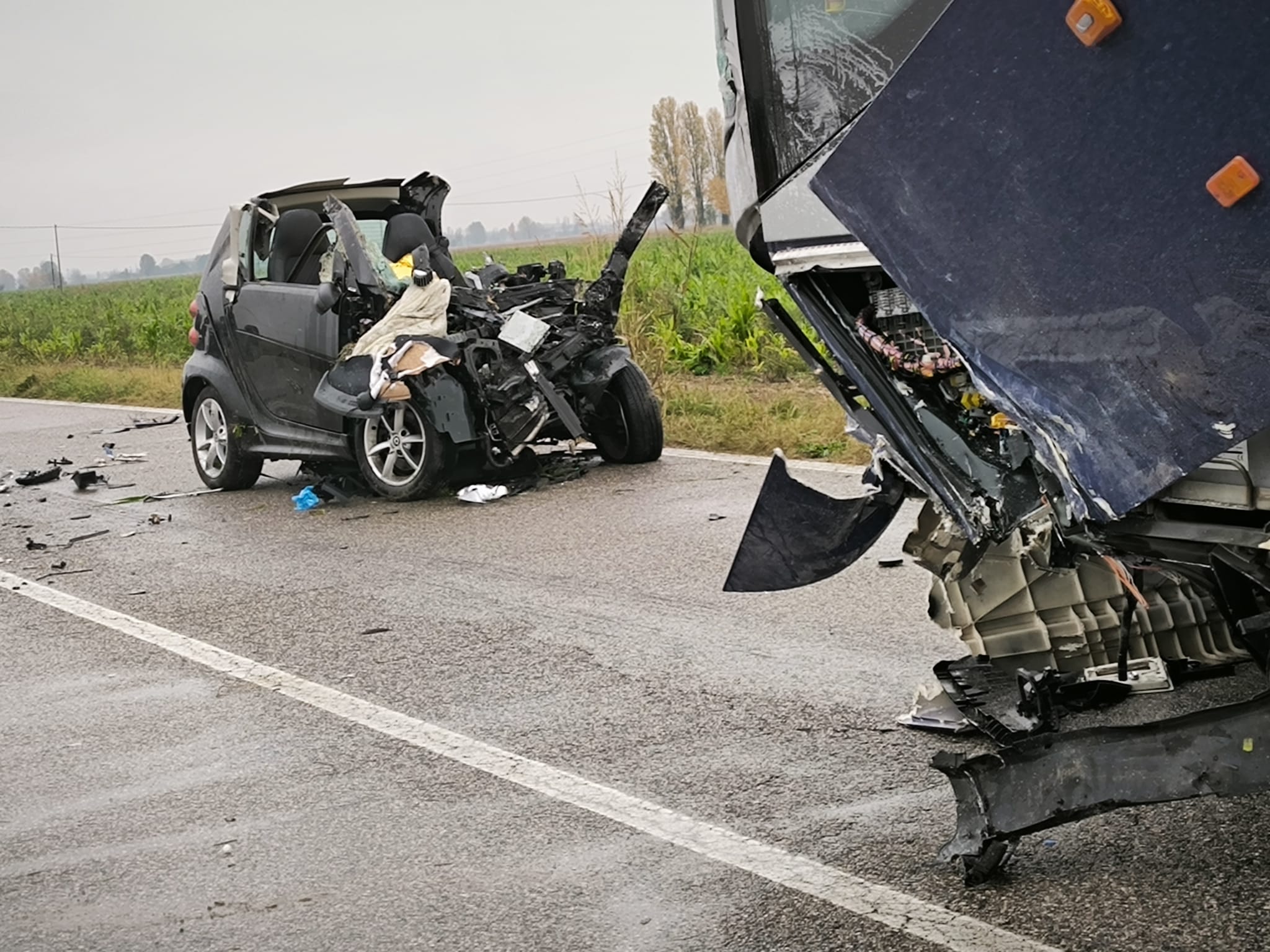 Frontale Vigasio incidente auto-autobus (1)