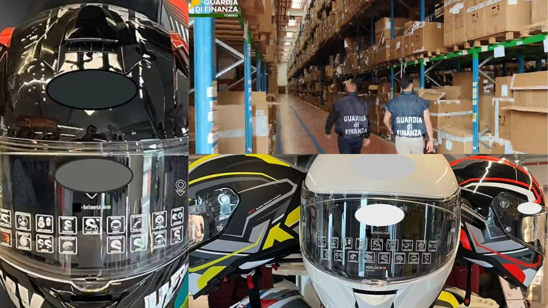 Guardia di Finanza Torino accessori moto casco falsi