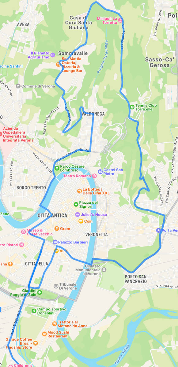 Mappa circuito Giro del Veneto 2025 - Verona