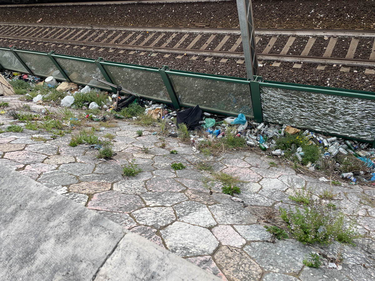 Sporcizia nella scarpata fra piazza Garibaldi e la ferrovia a San Michele Extra