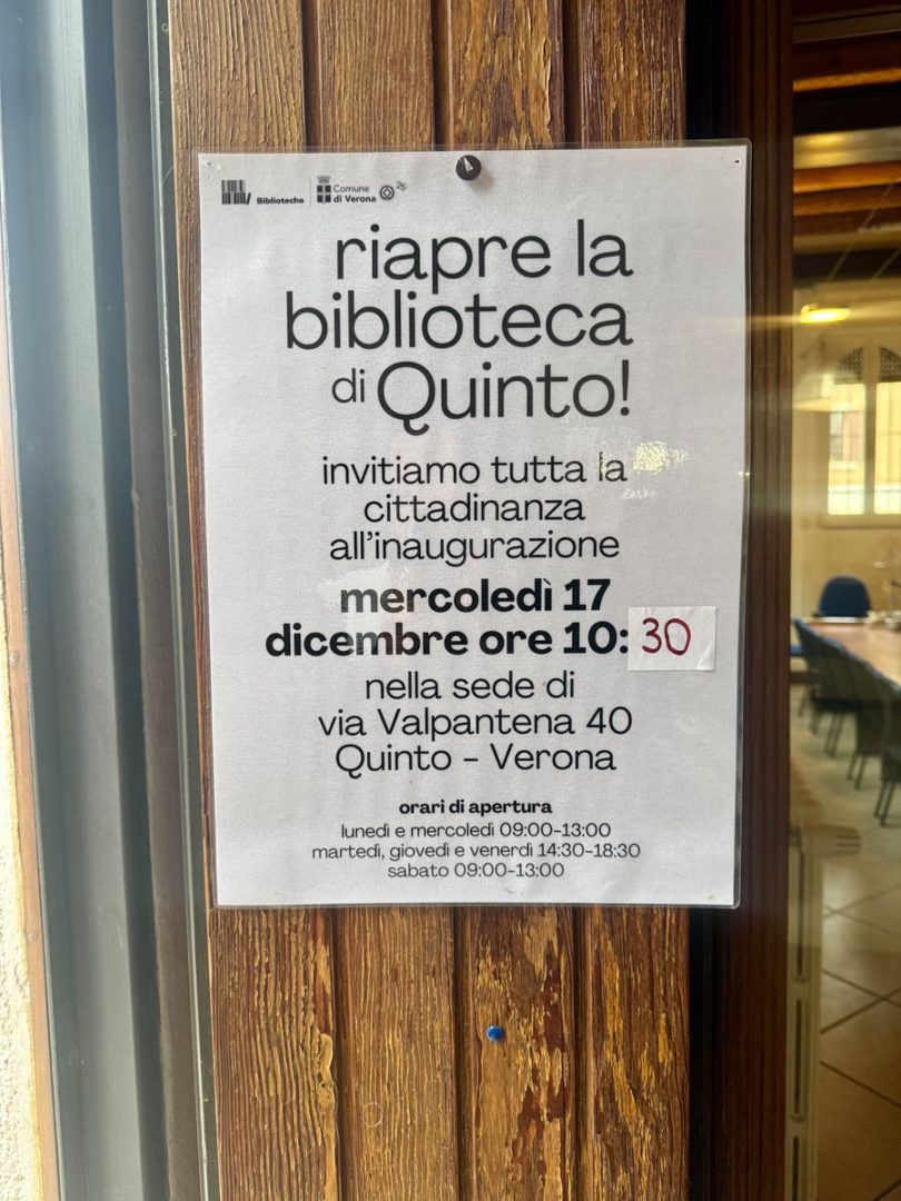 Biblioteca Quinto riapertura