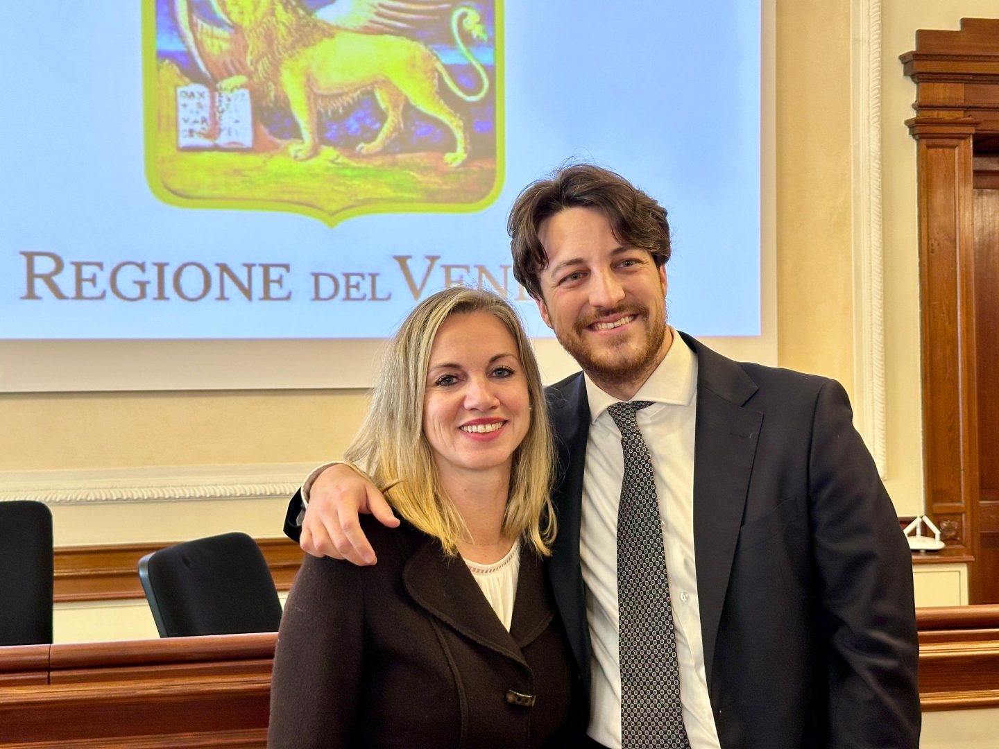 L'assessore Elisa Venturini assieme al Presidente Alberto Stefani.