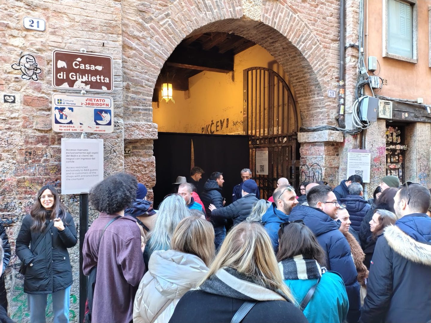 Cortile di Giulietta "oscurato" nel fine settimana del 13-14 dicembre 2025