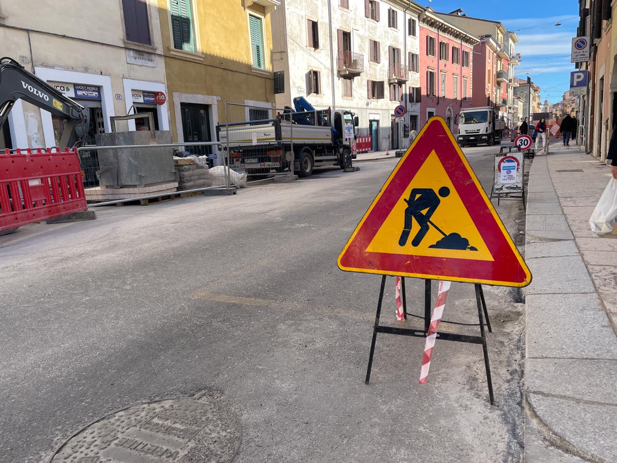 Verona, cantiere filovia in via XX Settembre a Veronetta (18 febbraio 2026)