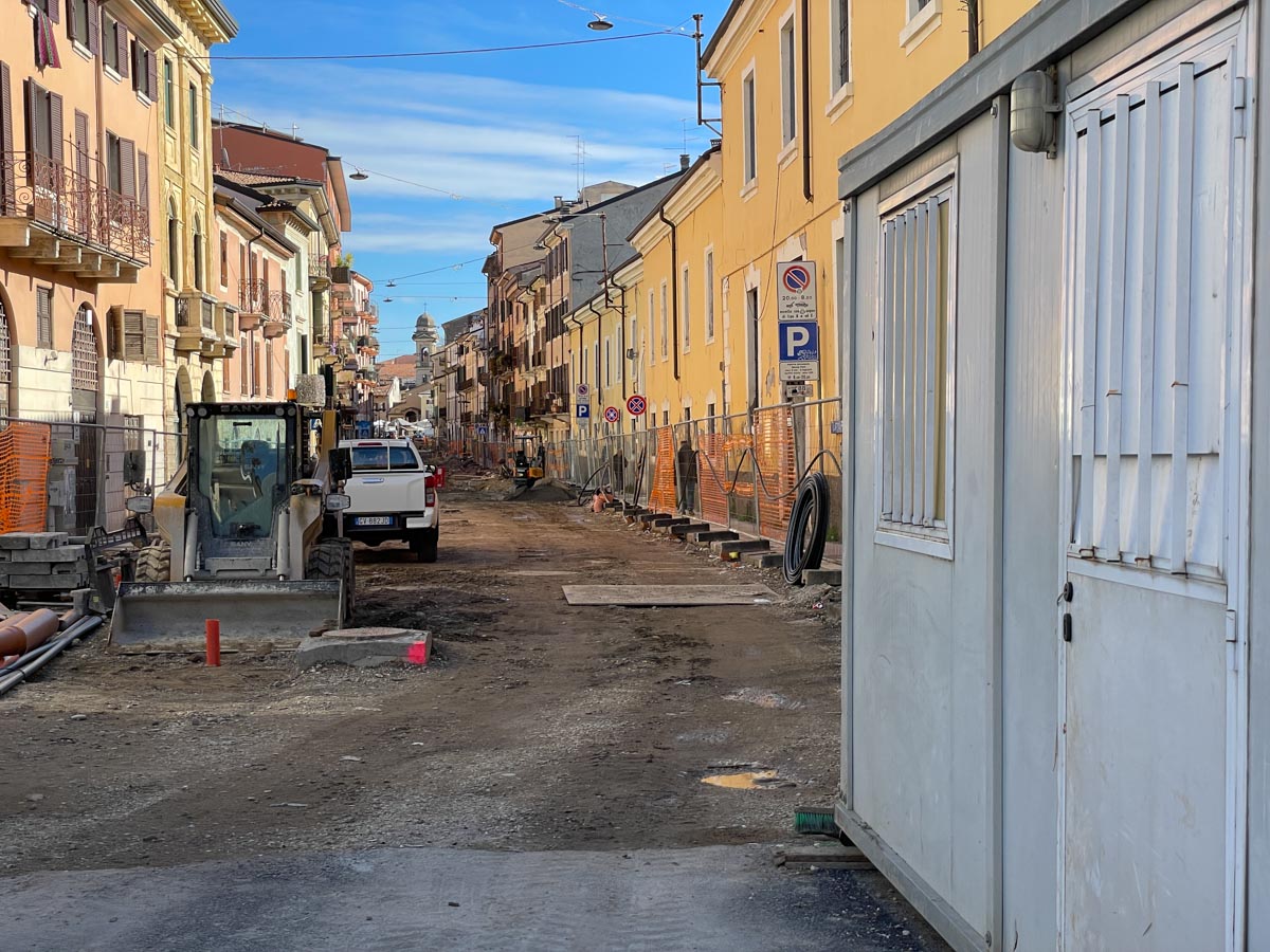 Verona, cantiere filovia in via XX Settembre a Veronetta (18 febbraio 2026)