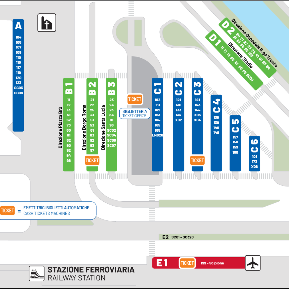 ATV - nuova mappa marciapiedi Autostazione di Verona Porta Nuova