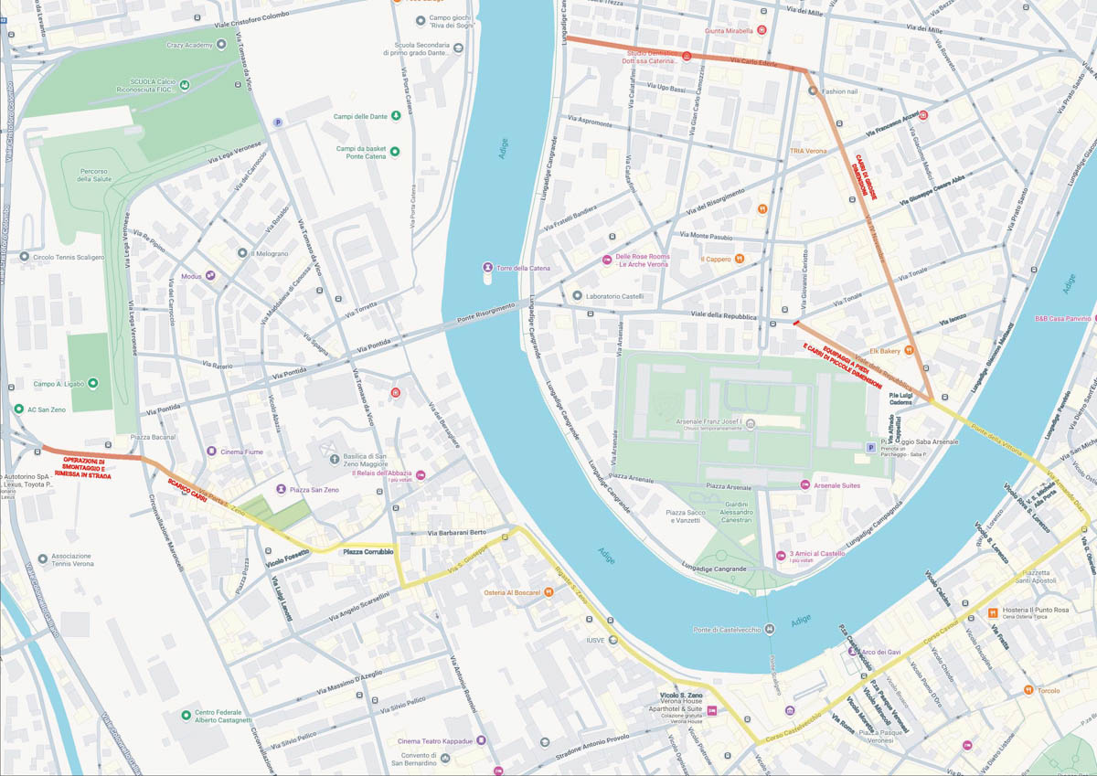 Percorso sfilata Venardi Gnocolar - Carnevale di Verona 2026