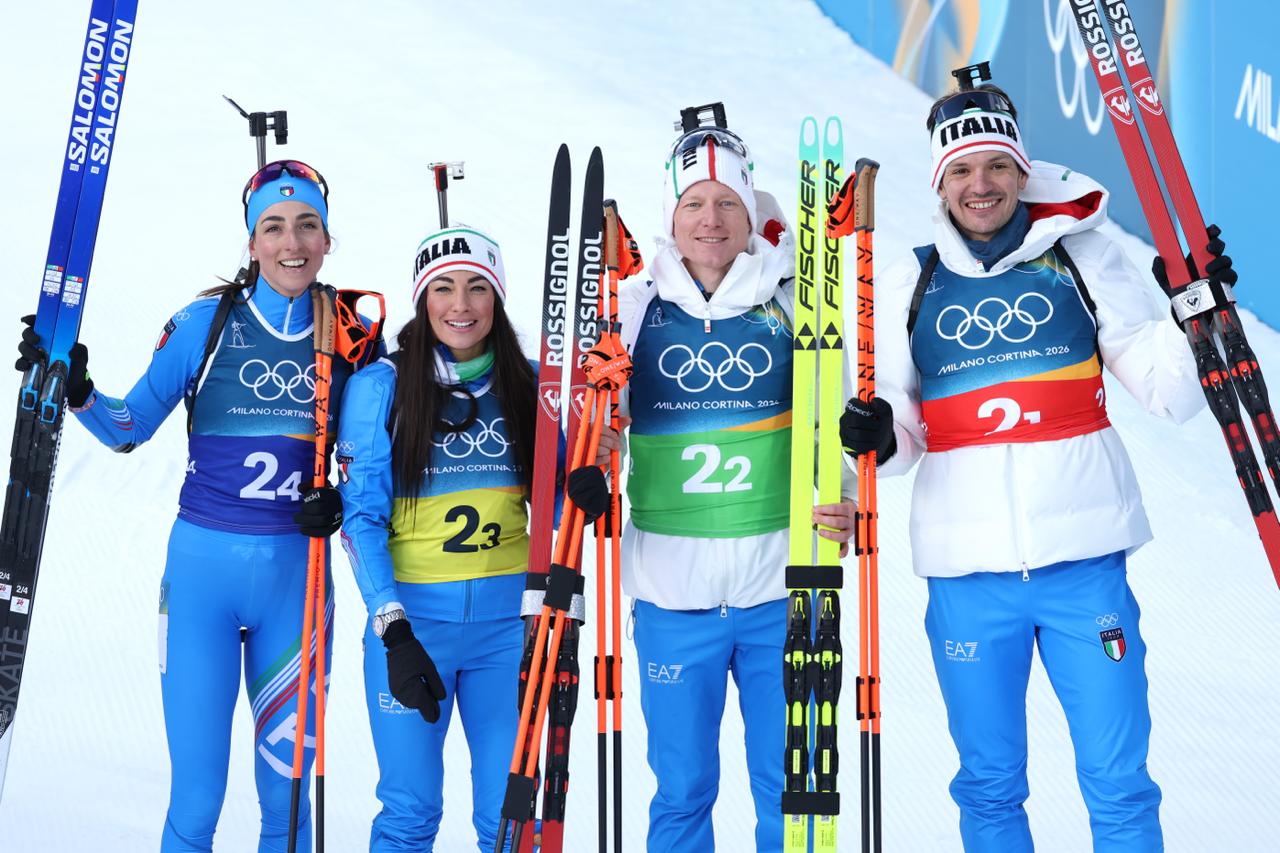 Staffetta mista biathlon - Tommaso Giacomel, Lukas Hofer, Dorothea Wierer e Lisa Vittozzi - Foto Coni